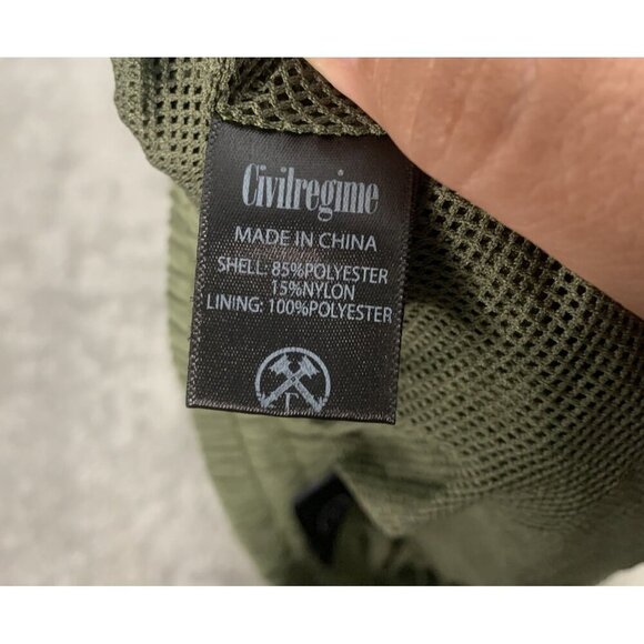 Civil Regime Shorts Mens Small Faux Suede Military Green Logo Athleisure Casual - Picture 10 of 13